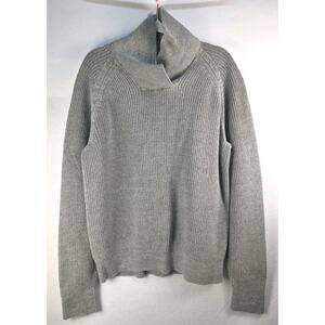 Gap Men's Medium Sweater Gray 100% Cotton High Neck Warm Cozy Preppy Outdoors